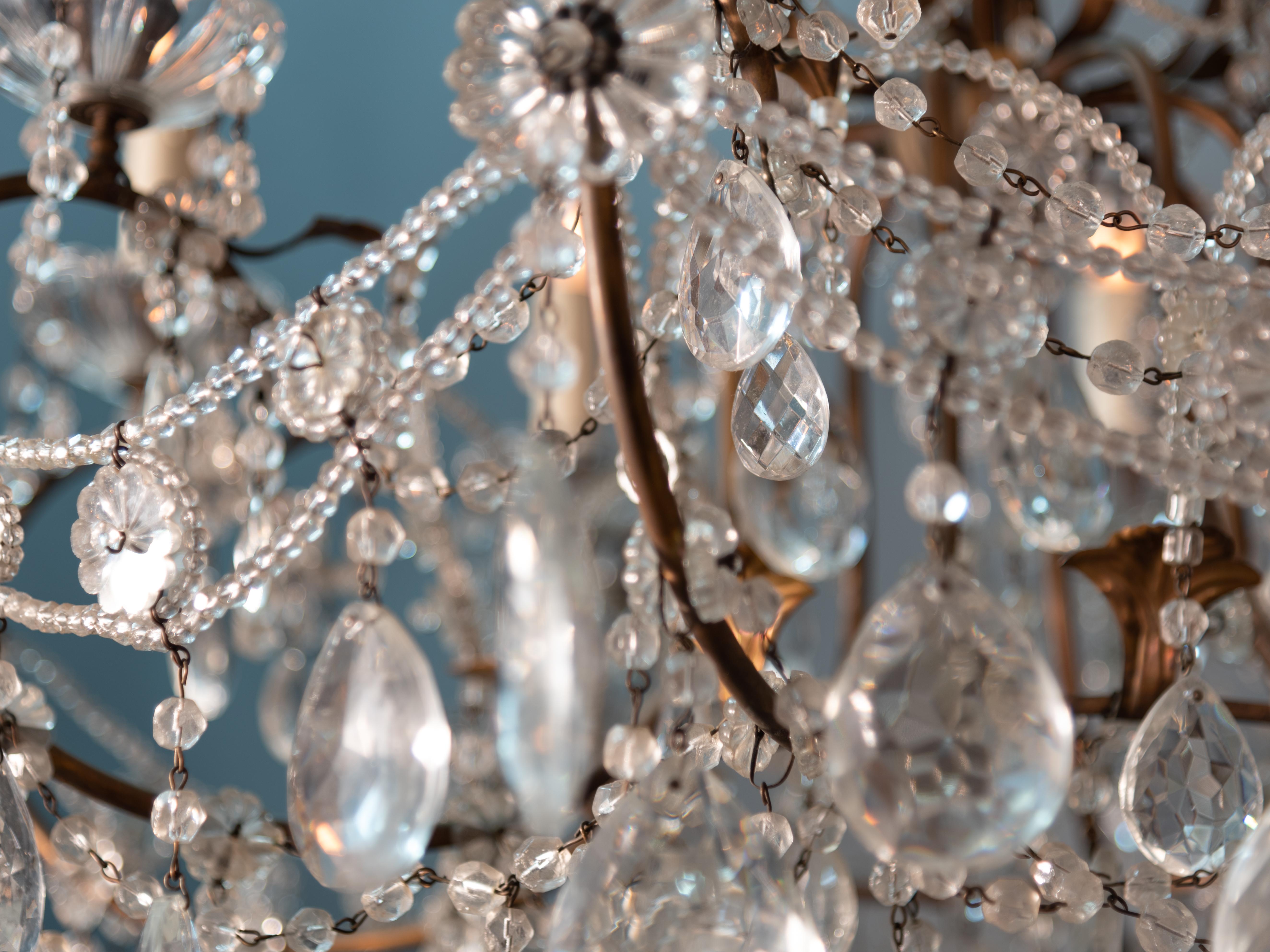 19th Century 19th Italian Chandelier in Glass Crystal and Metal For Sale