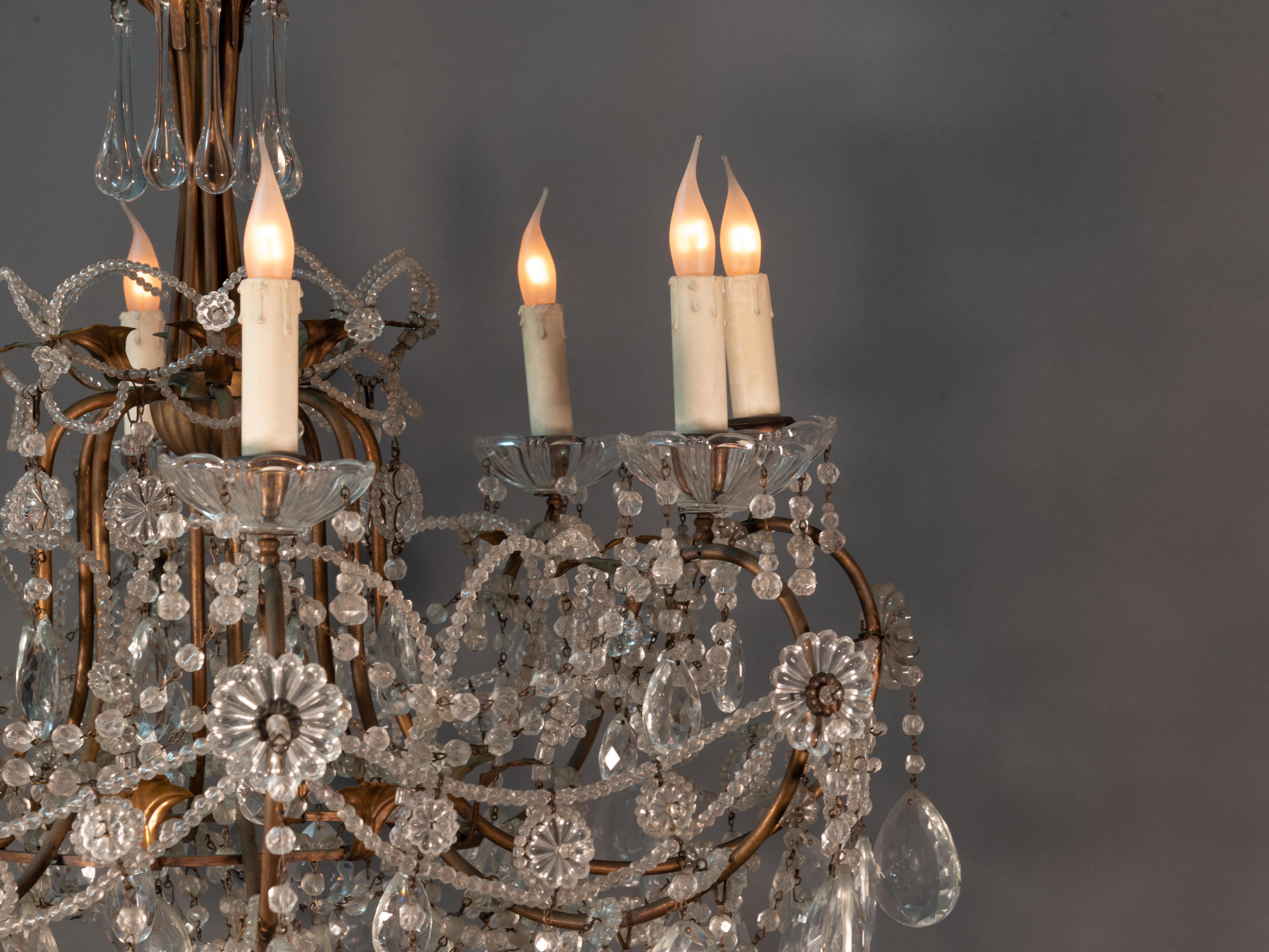 19th Italian Chandelier in Glass Crystal and Metal For Sale 1