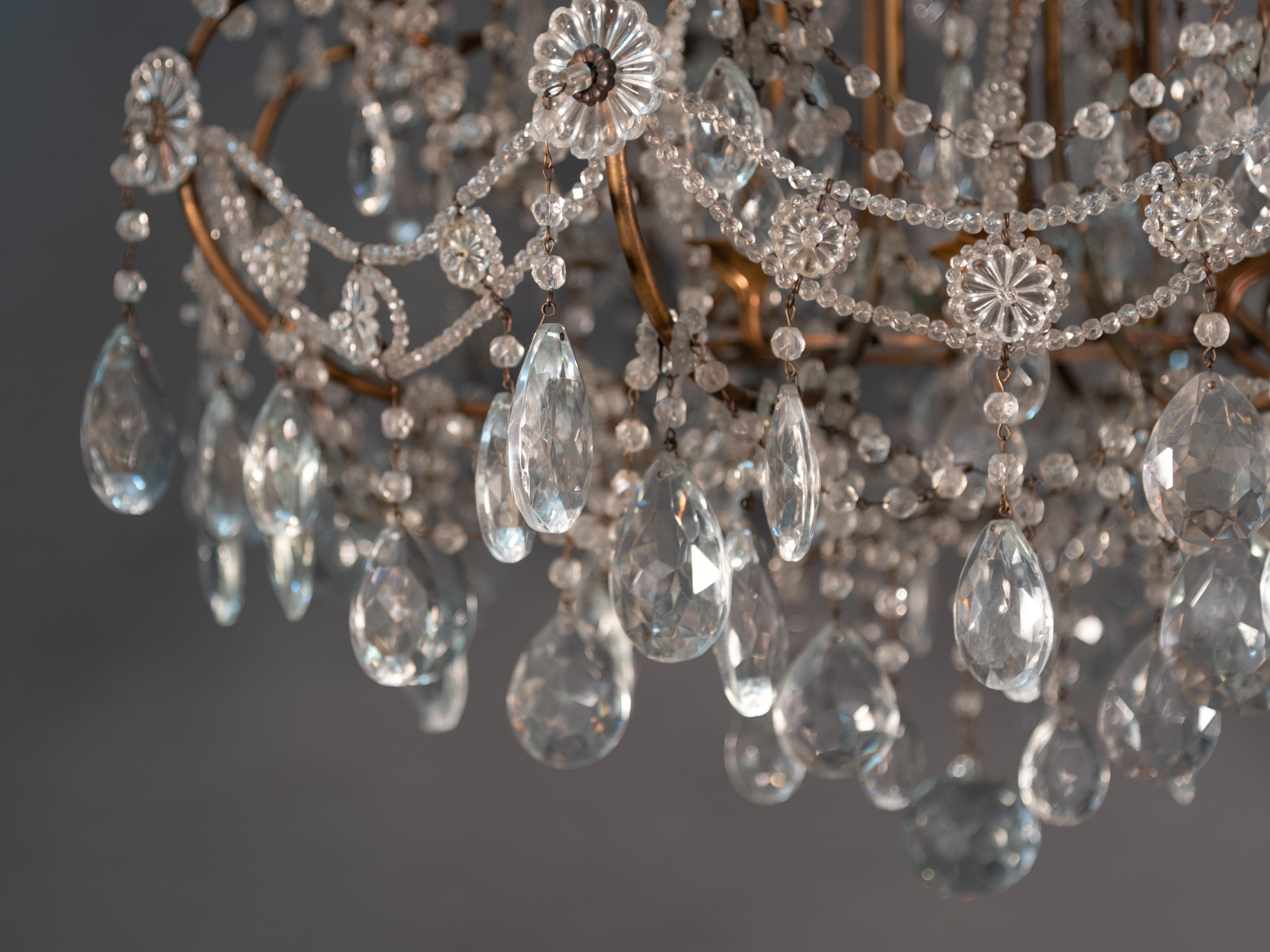 19th Italian Chandelier in Glass Crystal and Metal For Sale 2