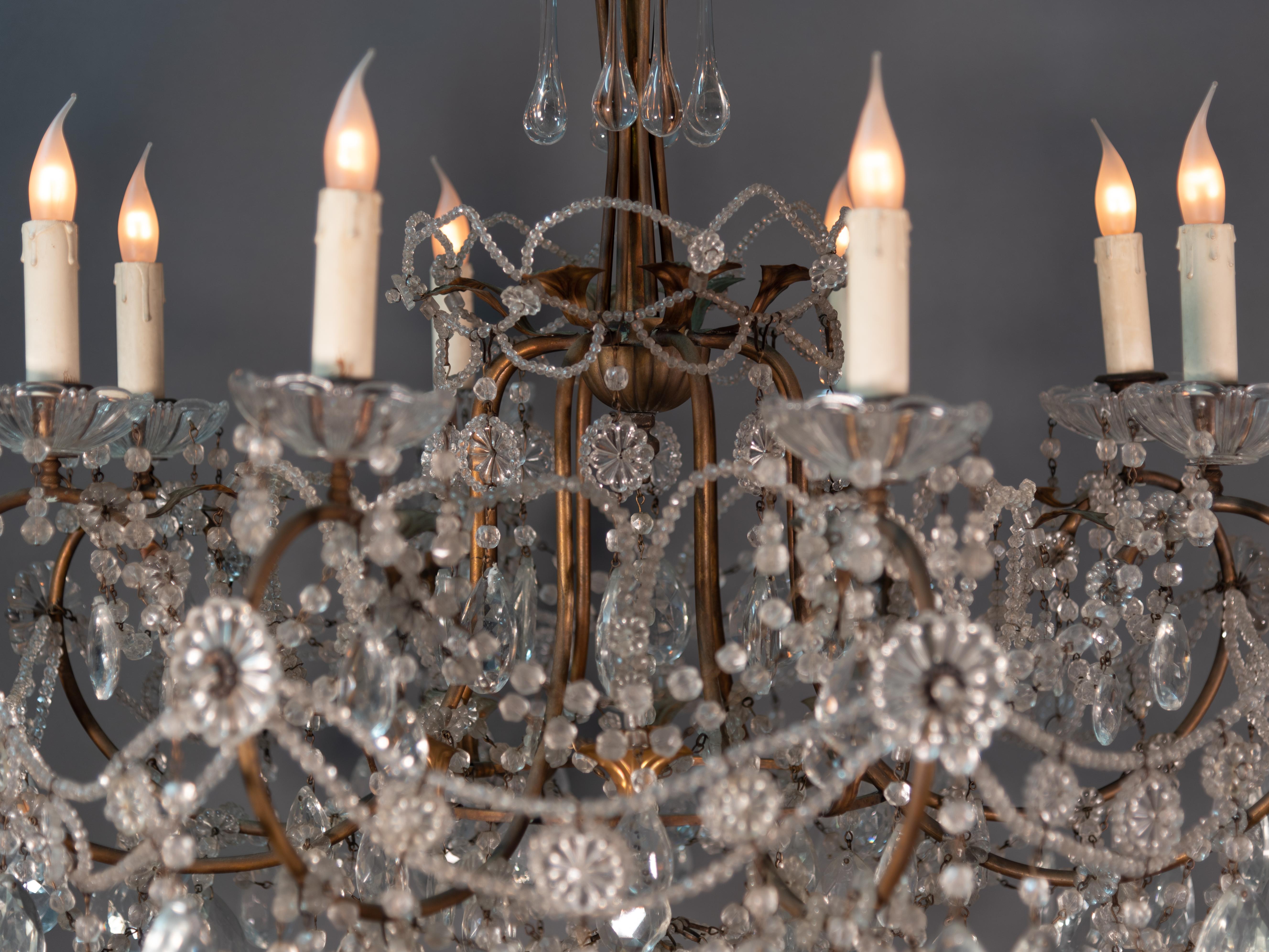 19th Italian Chandelier in Glass Crystal and Metal For Sale 3