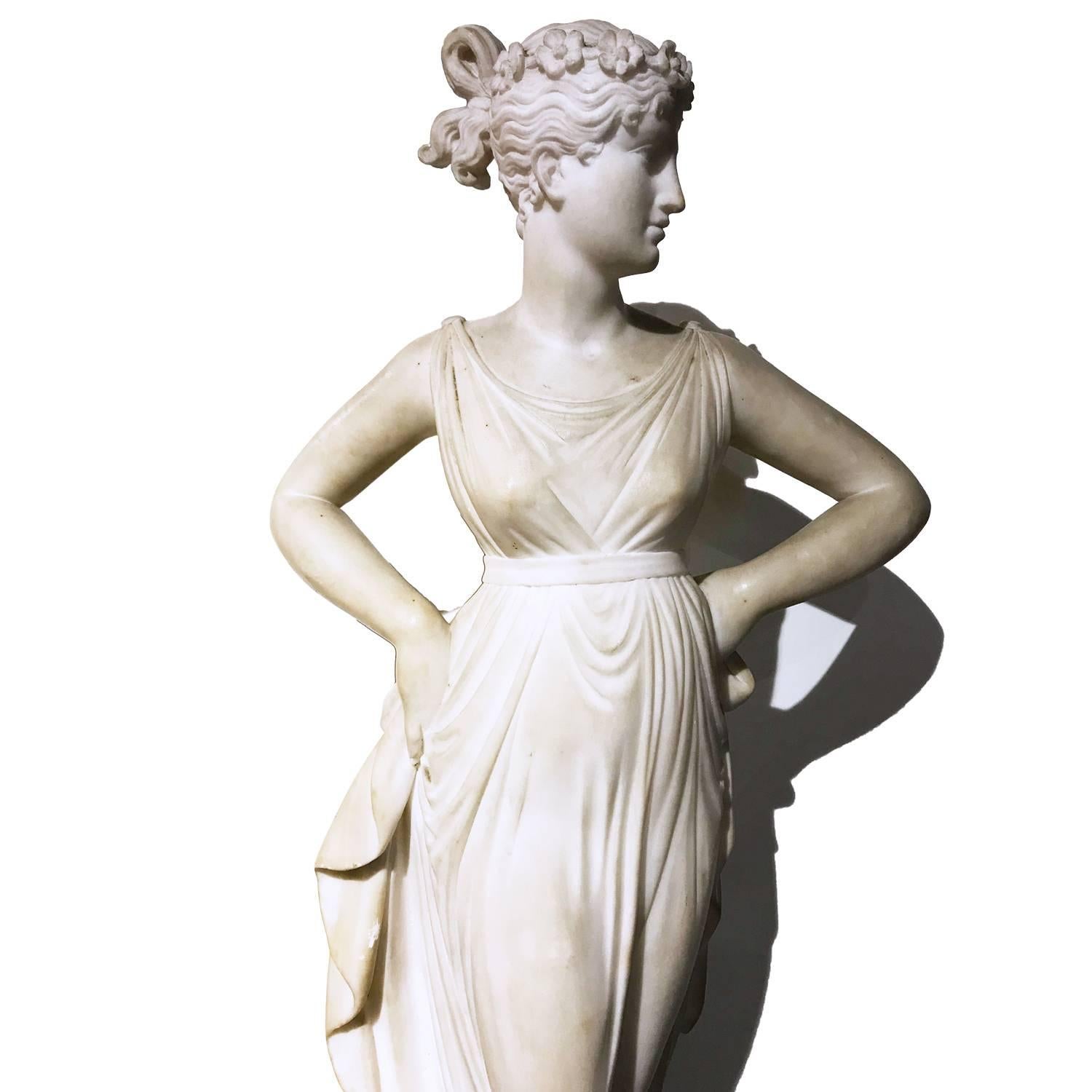 Italian Neoclassical Alabaster Sculpture of Dancer after Antonio Canova 2
