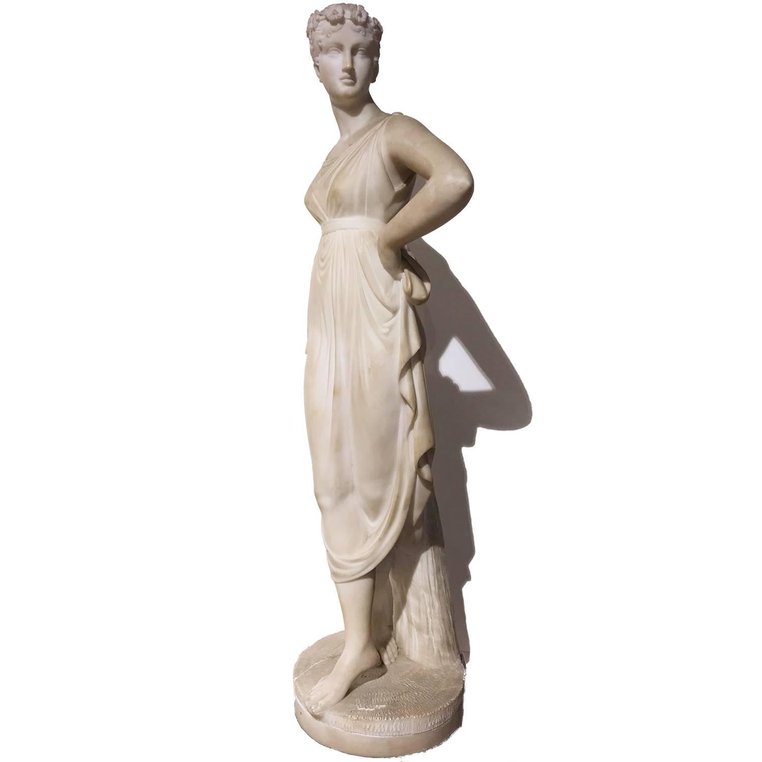 Italian Neoclassical Alabaster Sculpture of Dancer after Antonio Canova 3