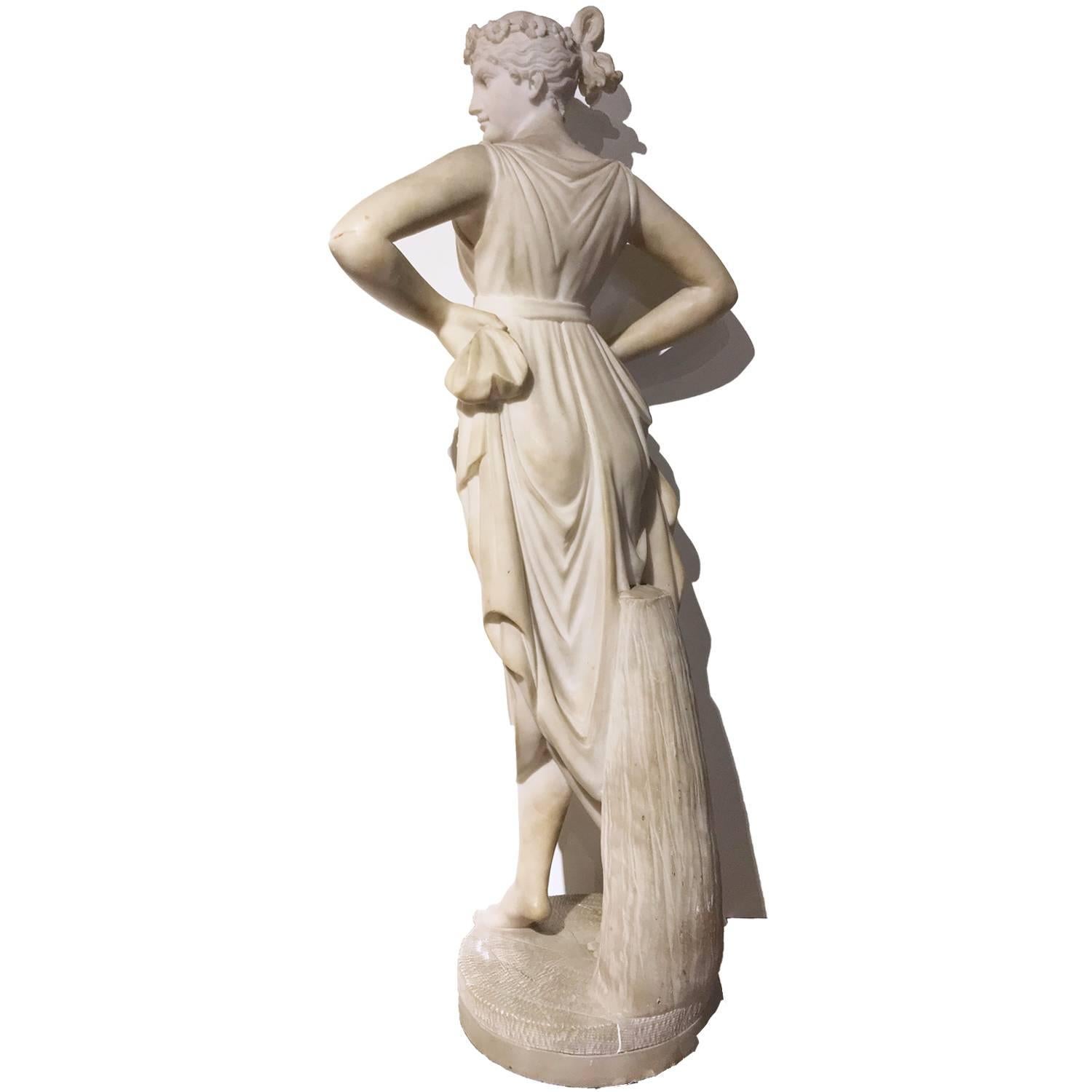 Italian Neoclassical Alabaster Sculpture of Dancer after Antonio Canova 4