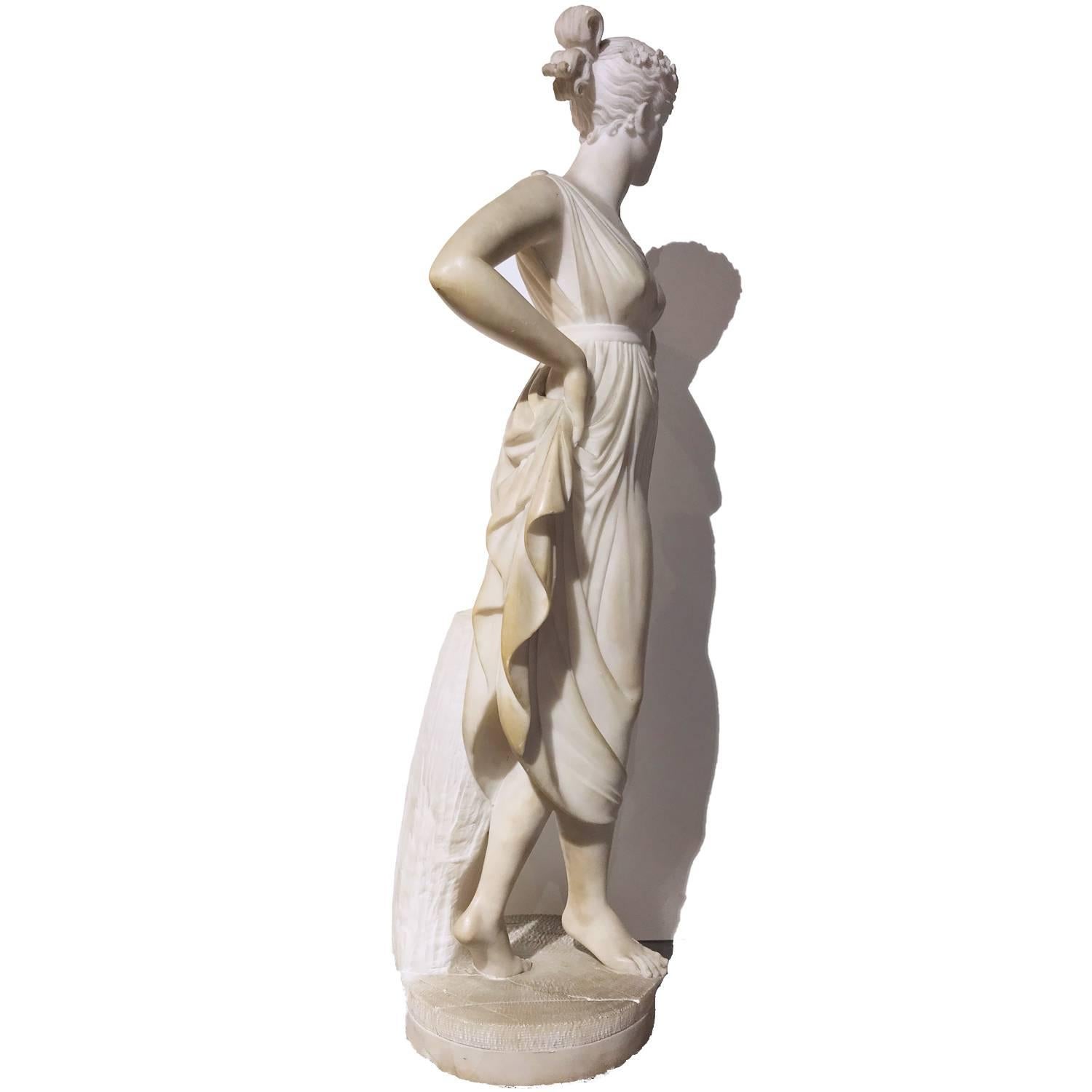 Italian Neoclassical Alabaster Sculpture of Dancer after Antonio Canova 7