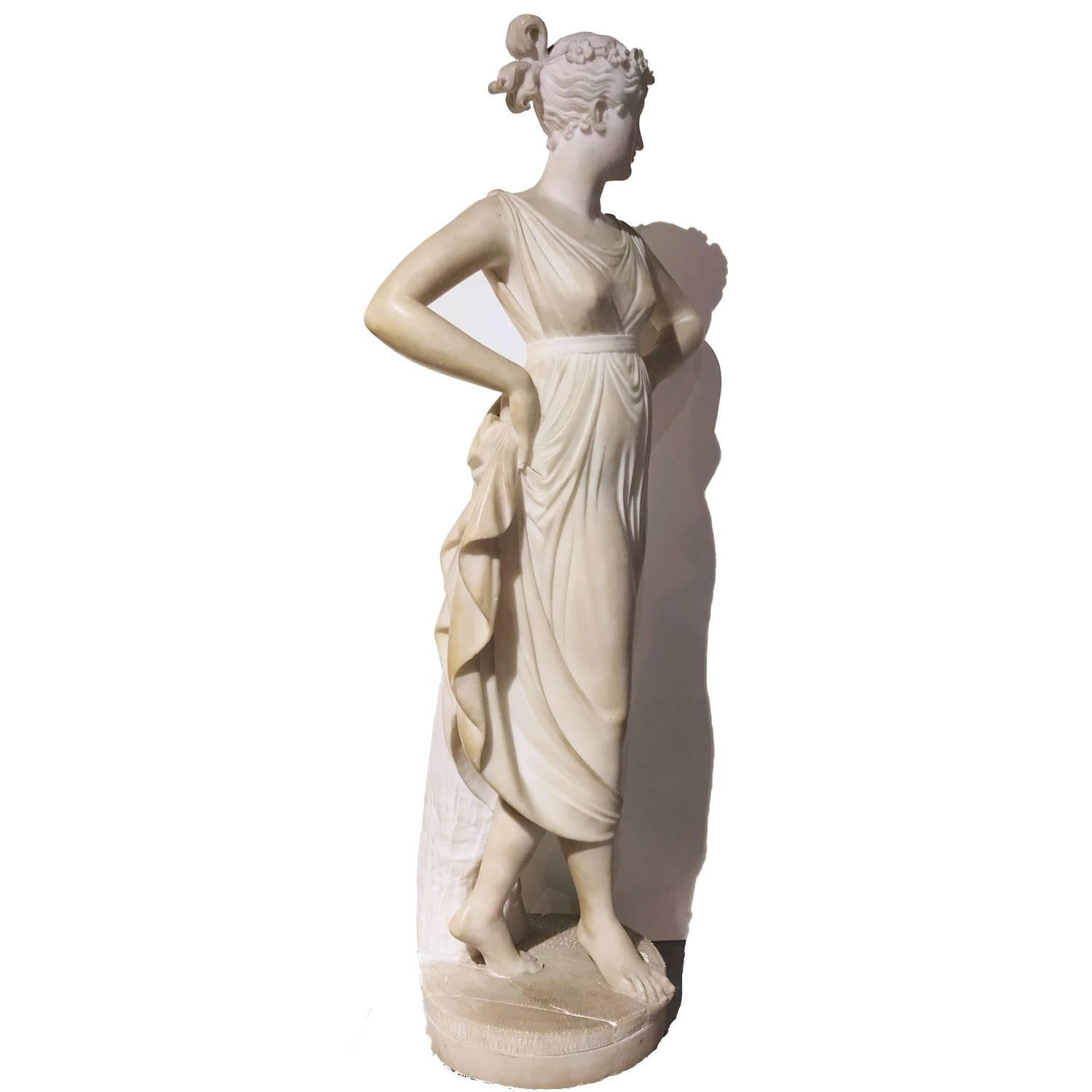 Italian Neoclassical Alabaster Sculpture of Dancer after Antonio Canova 8