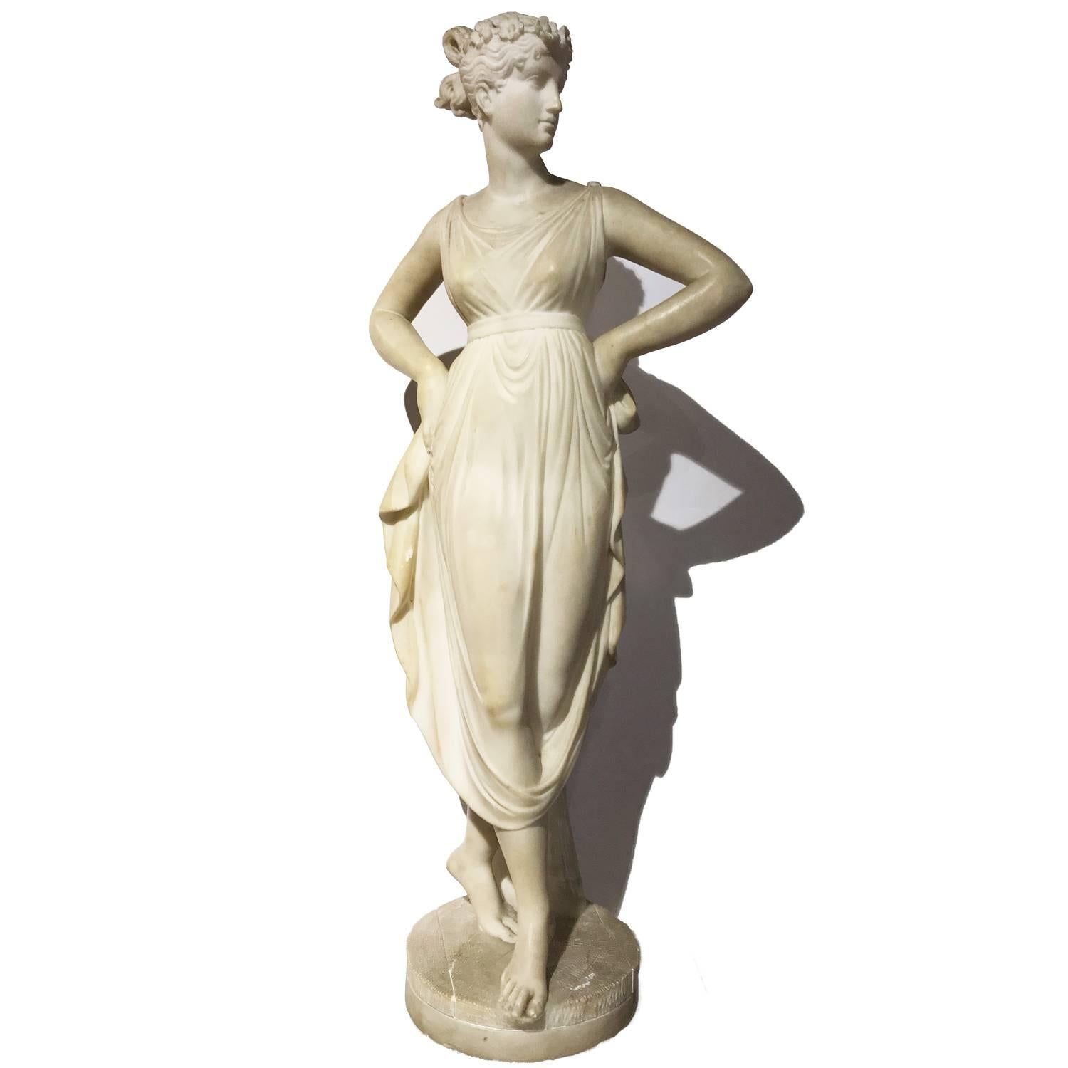 Italian Neoclassical Alabaster Sculpture of Dancer after Antonio Canova 9