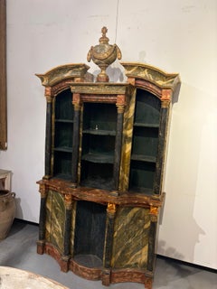 19th Italian Neoclassical Bookcase Painted to Resemble Marble
