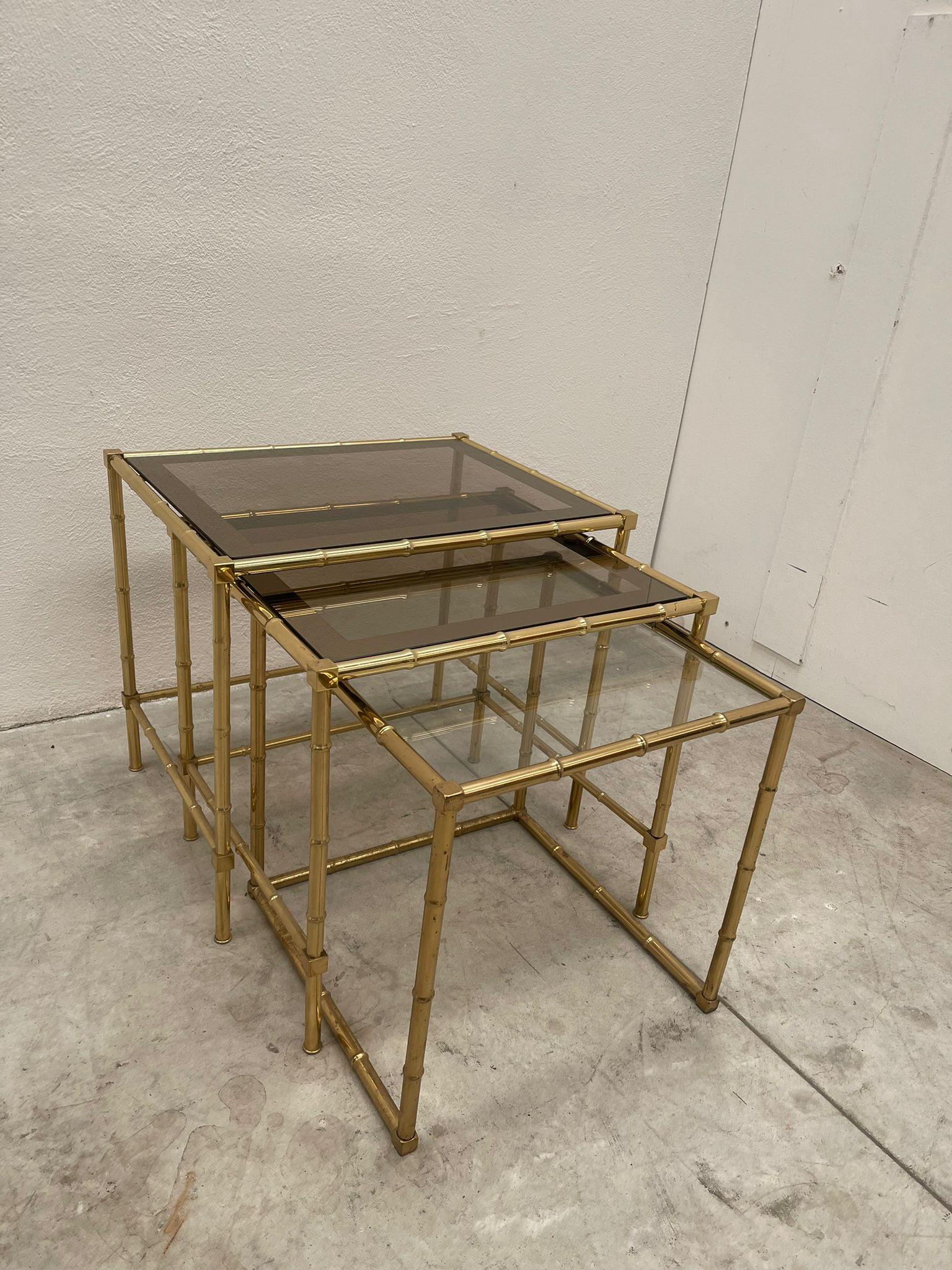 19th Italian Set Brass Tables In Good Condition For Sale In Cantù, IT