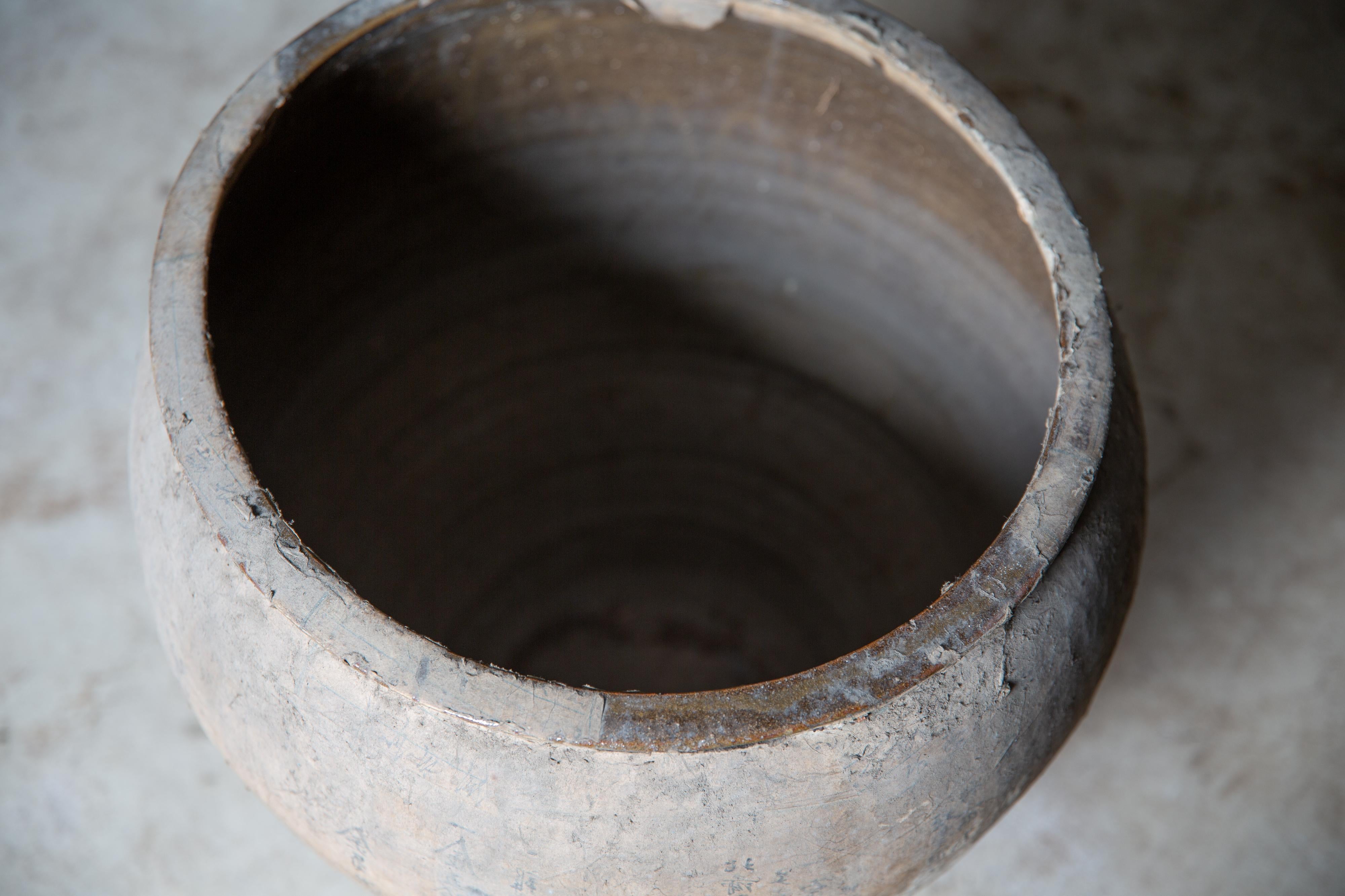 Antico Cha Tsubo giapponese del 19° secolo, vaso in ceramica rivestito di carta, vaso da tè wabi sabi in vendita 12