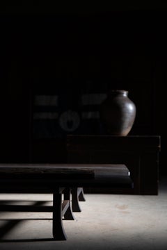 19th Japanese antique Tsubo, paper covered pottery vase wabi sabi pot, wood lid