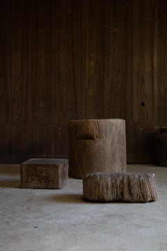 19th Japanese wabi sabi Usu table, low coffee table wood mortar mingei primitive