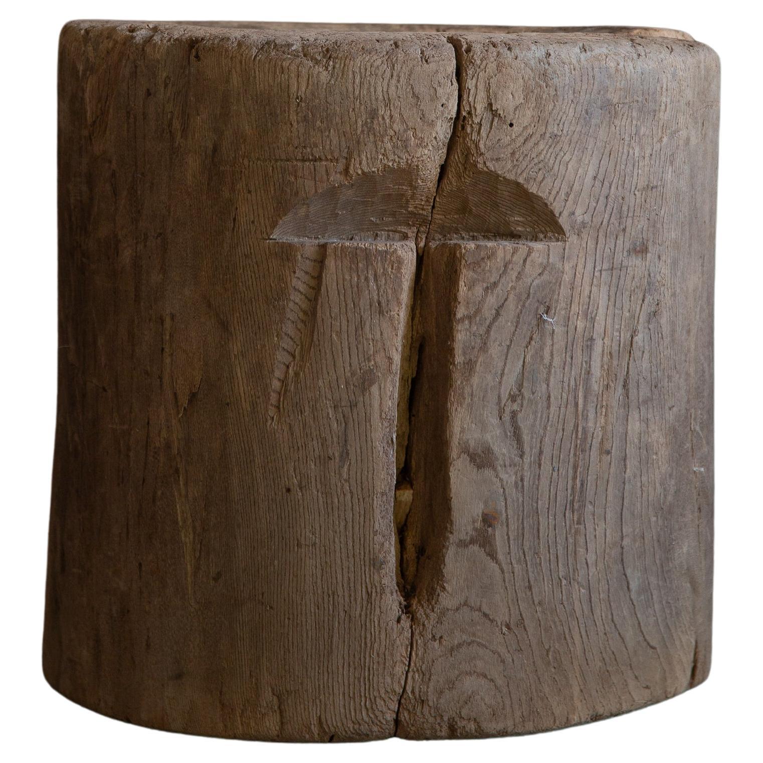 19th Japanese wabi sabi Usu table, low coffee table wood mortar mingei primitive