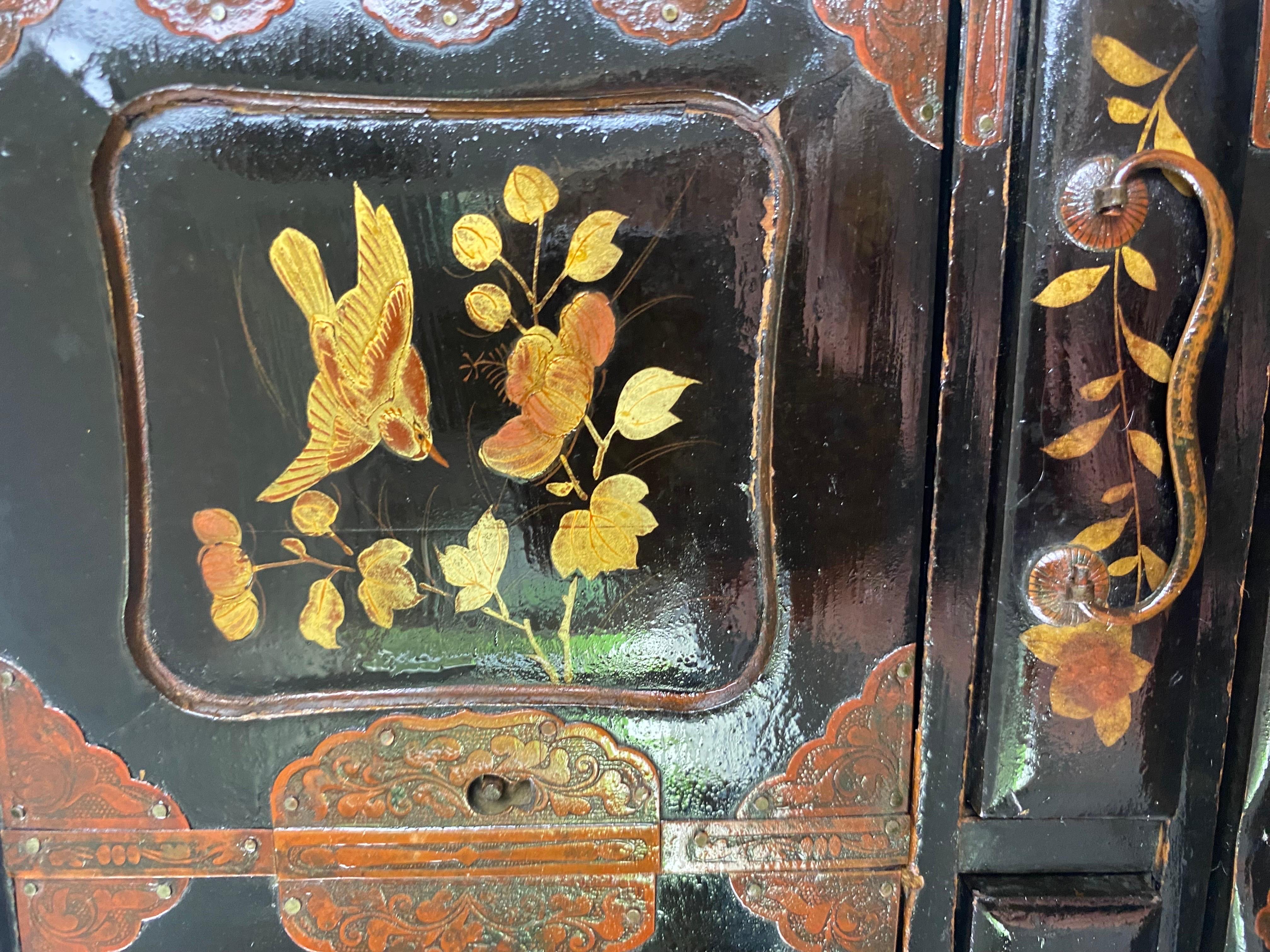 19th Jewelery Box Altar Box Japanese Temple Cabinet lacquer Black gilding Meiji 8
