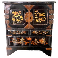 19th Jewelery Box Altar Box Japanese Temple Cabinet lacquer Black gilding Meiji