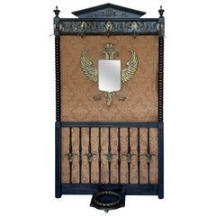 19th Large Carved Spanish Solid Walnut Coat Rack Stand or Entry