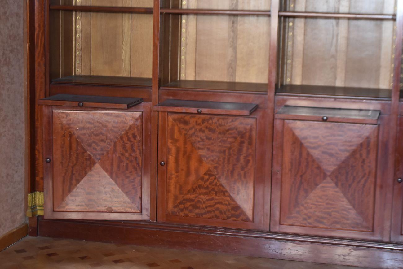 19th Large Empire Style Mahogany Bookcase from French Chateau For Sale 9