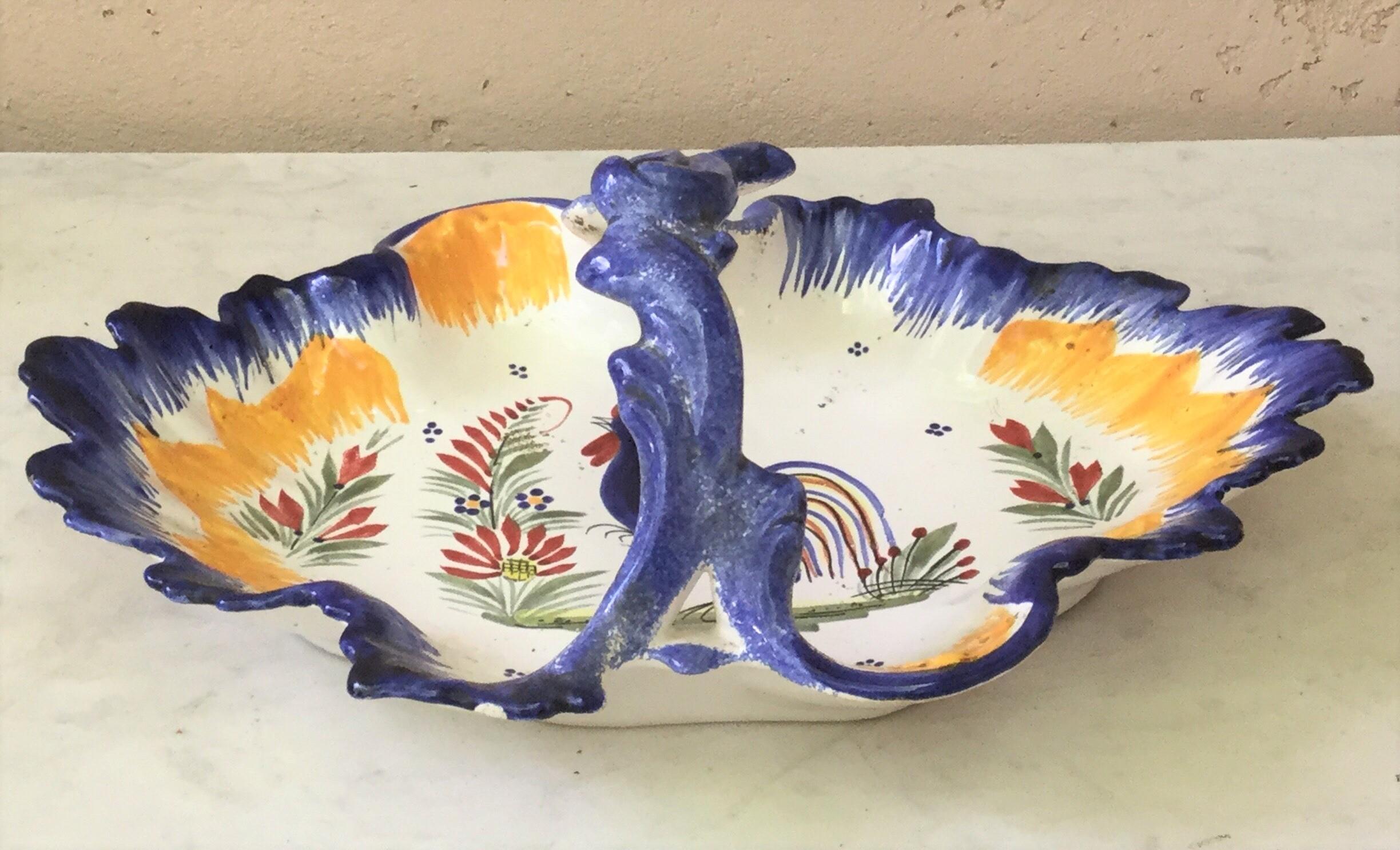 Plato grande de loza francesa del siglo XIX Henriot Quimper en Bueno estado para la venta en Austin, TX