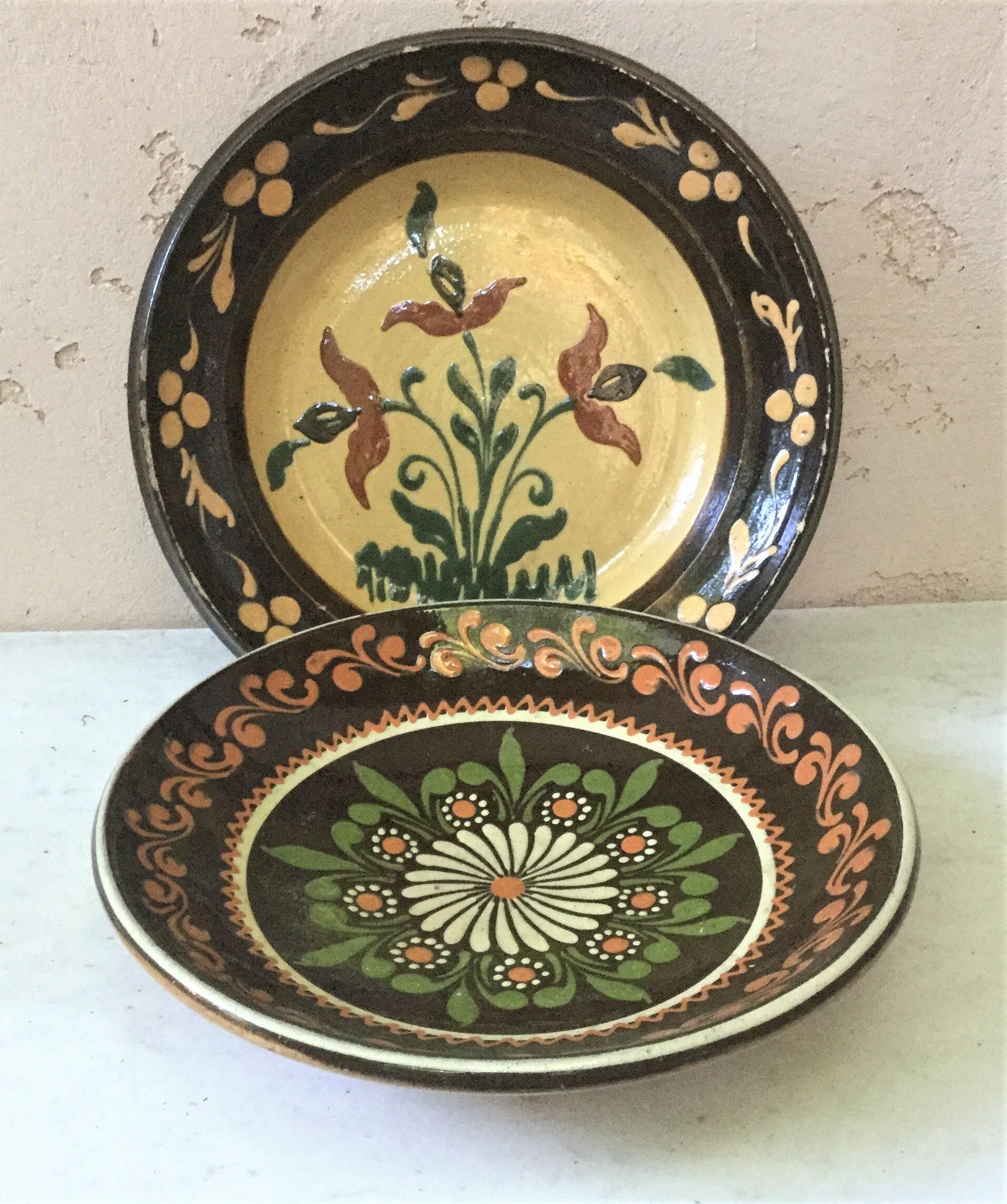 19th Large French Pottery Savoie Floral Platter For Sale 2