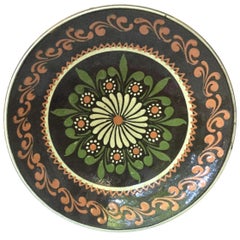 19th Large French Pottery Savoie Floral Platter