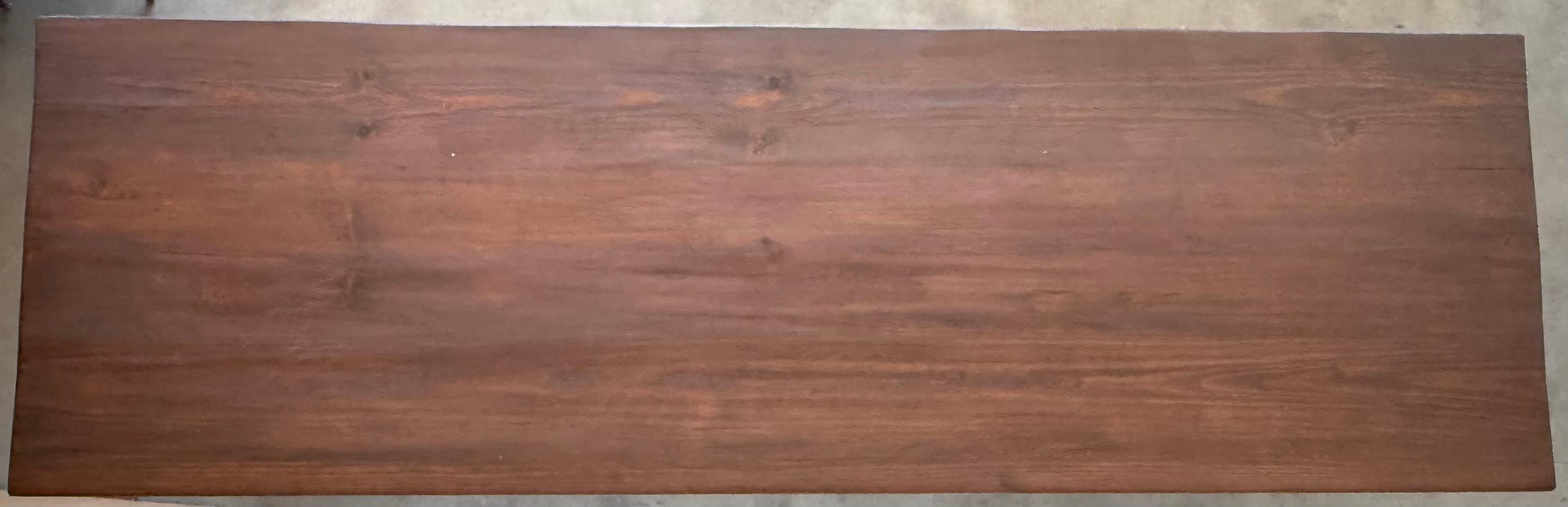 Walnut 19th Large Spanish Dining or Desk Table with Carved Legs and Wood Stretcher For Sale