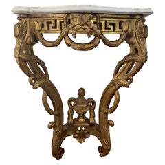 19th Louis XV Giltwood High Console Table with Carrara Marble Top 19th Louis XV Giltwood High Console Table with Carrara Marble Top