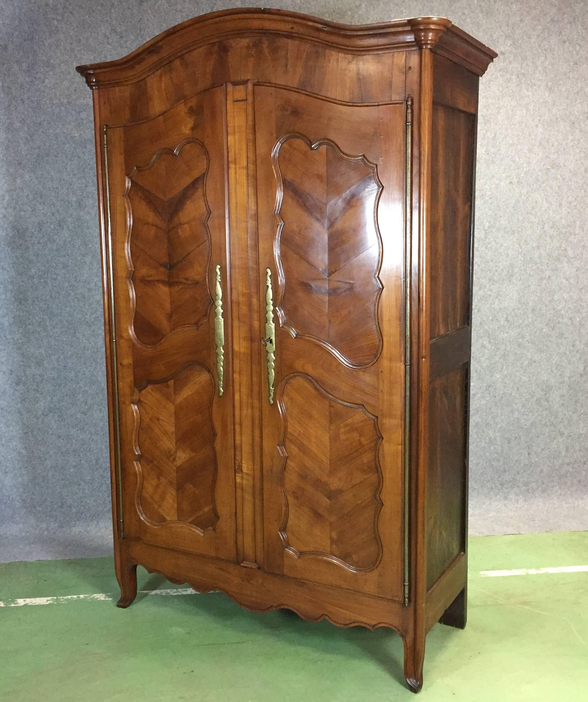 19th Louis XV Style Fruit Wood Wardrobe For Sale 2