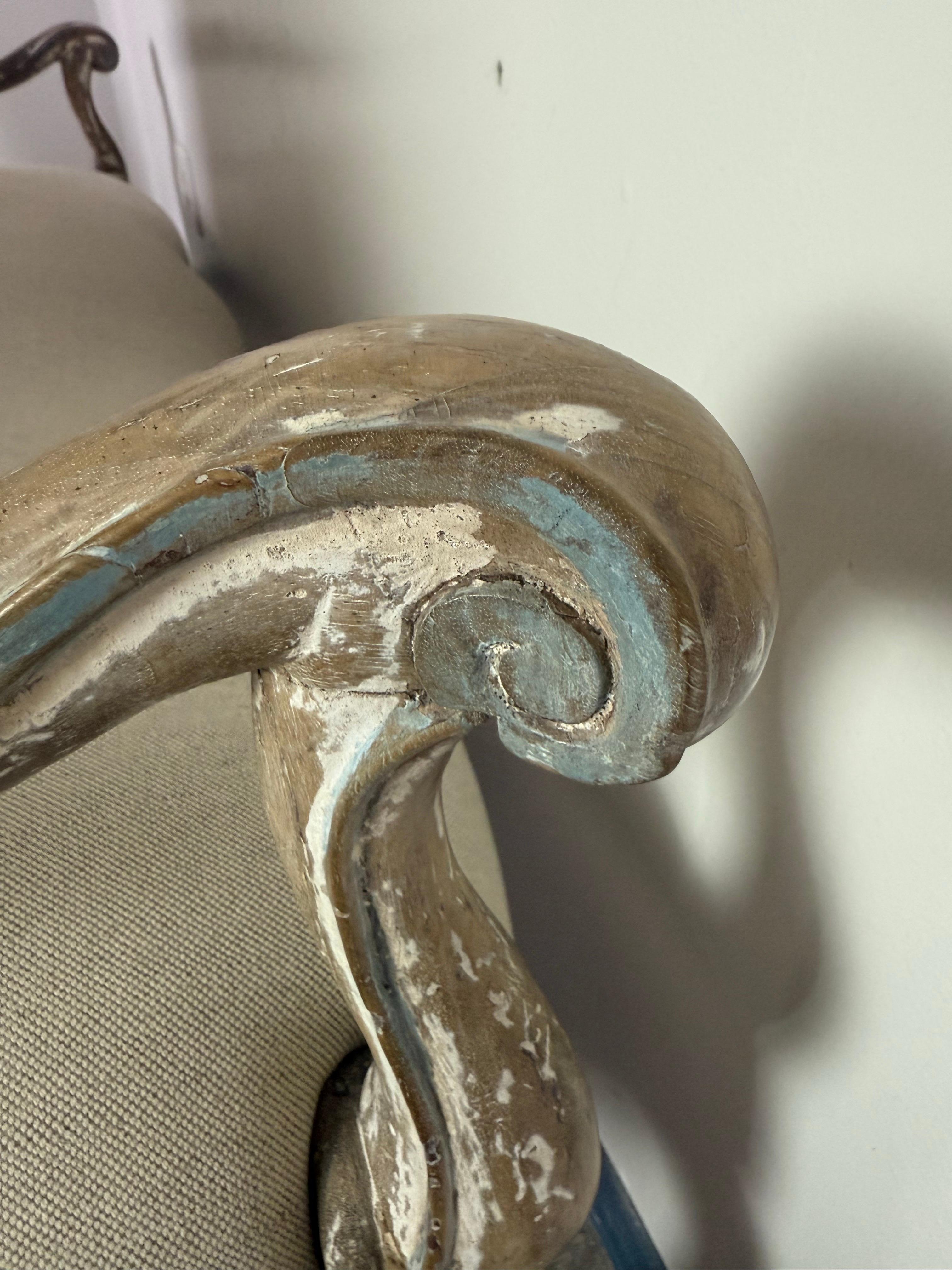 Sillón de lino estilo Luis XV del siglo XIX en venta 3