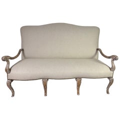 19. Louis XV-Stil Leinen-Sofa