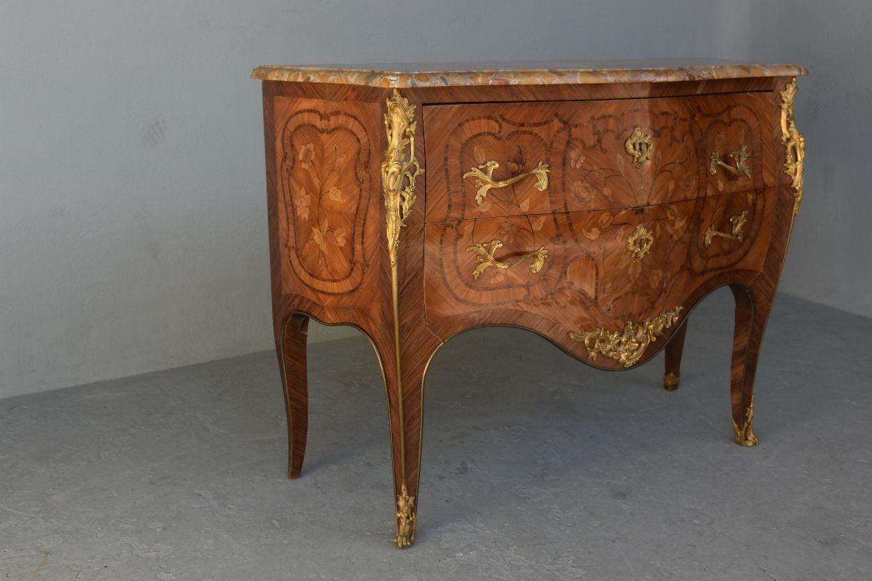 French 19th Louis XV Style Sauteuse Commode Stamped Rosewood Mercier, Paris For Sale