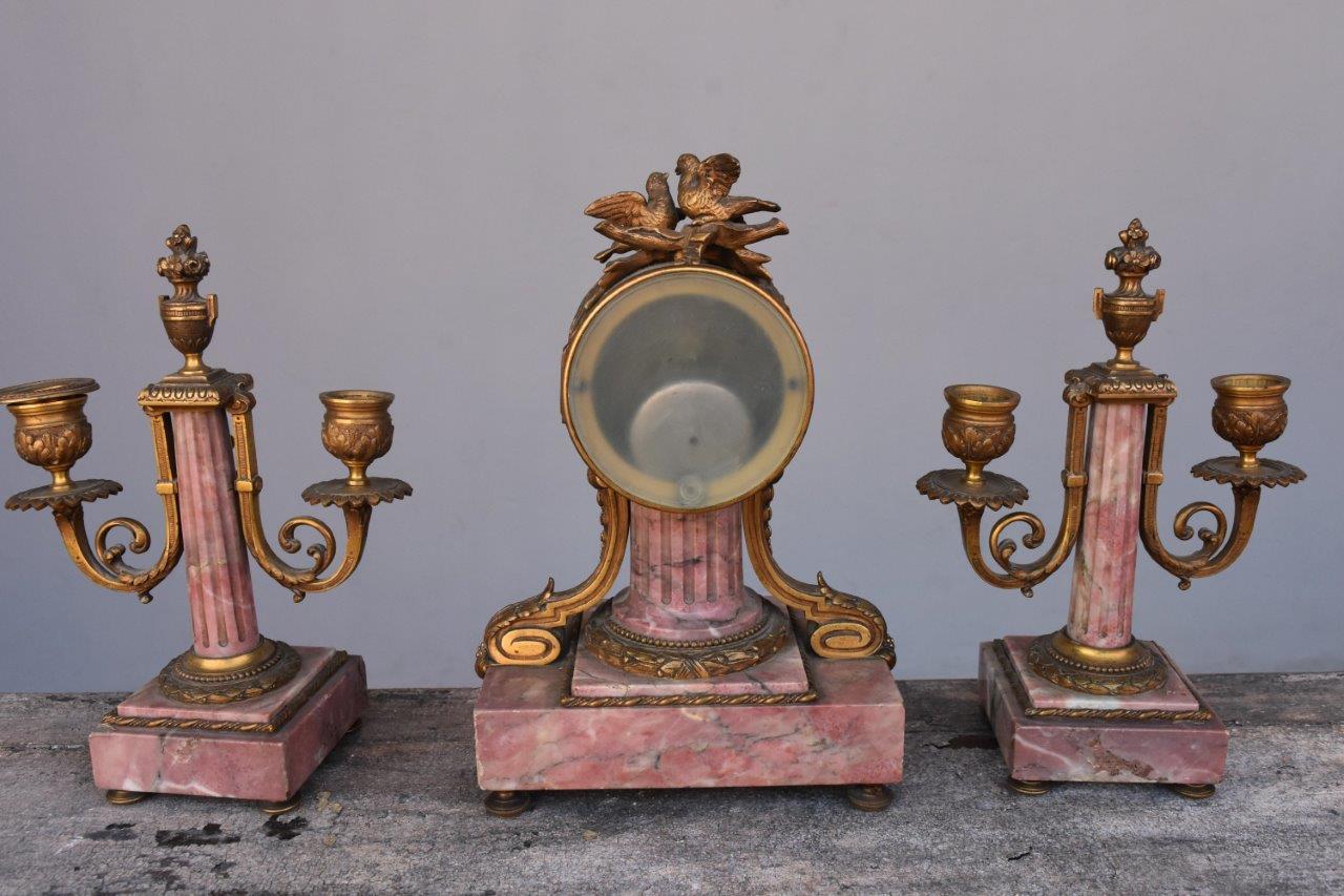 19th Louis XVI Style Marble Mantel Clock with Gilt Bronze For Sale 7