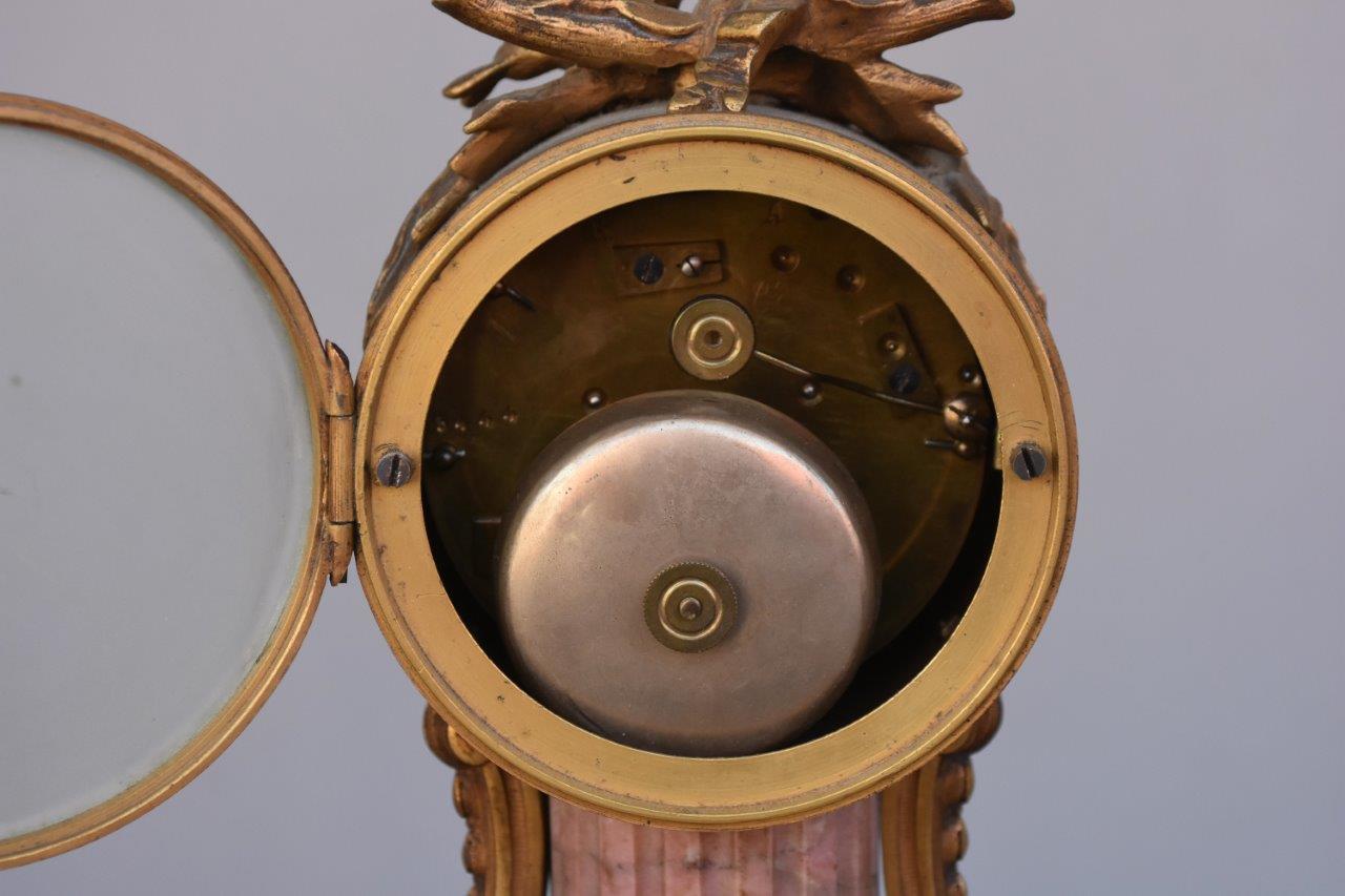 19th Louis XVI Style Marble Mantel Clock with Gilt Bronze For Sale 8
