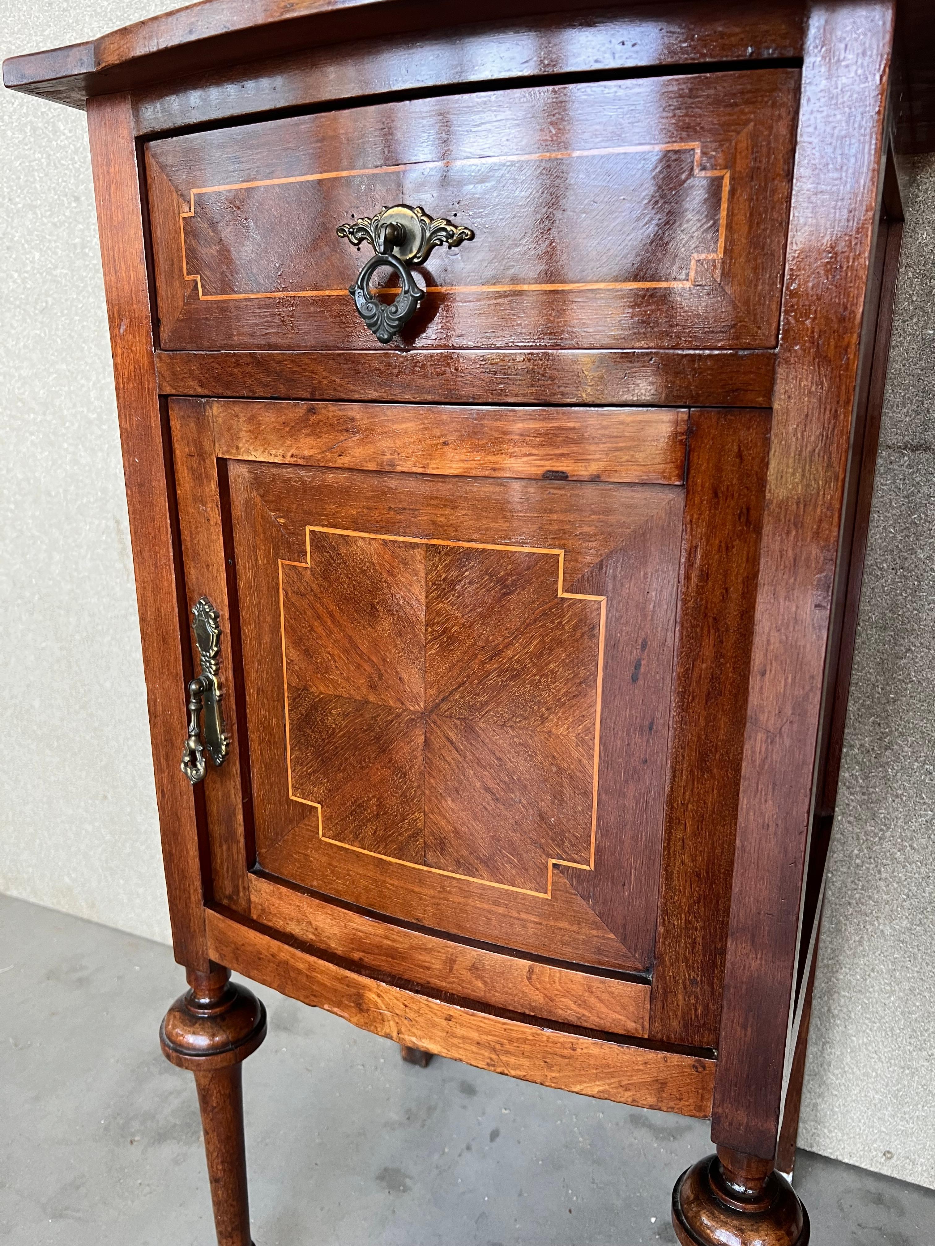 19th Louis XVI Style Pair of Marquetry Nightstands with Bronze Hardware 6