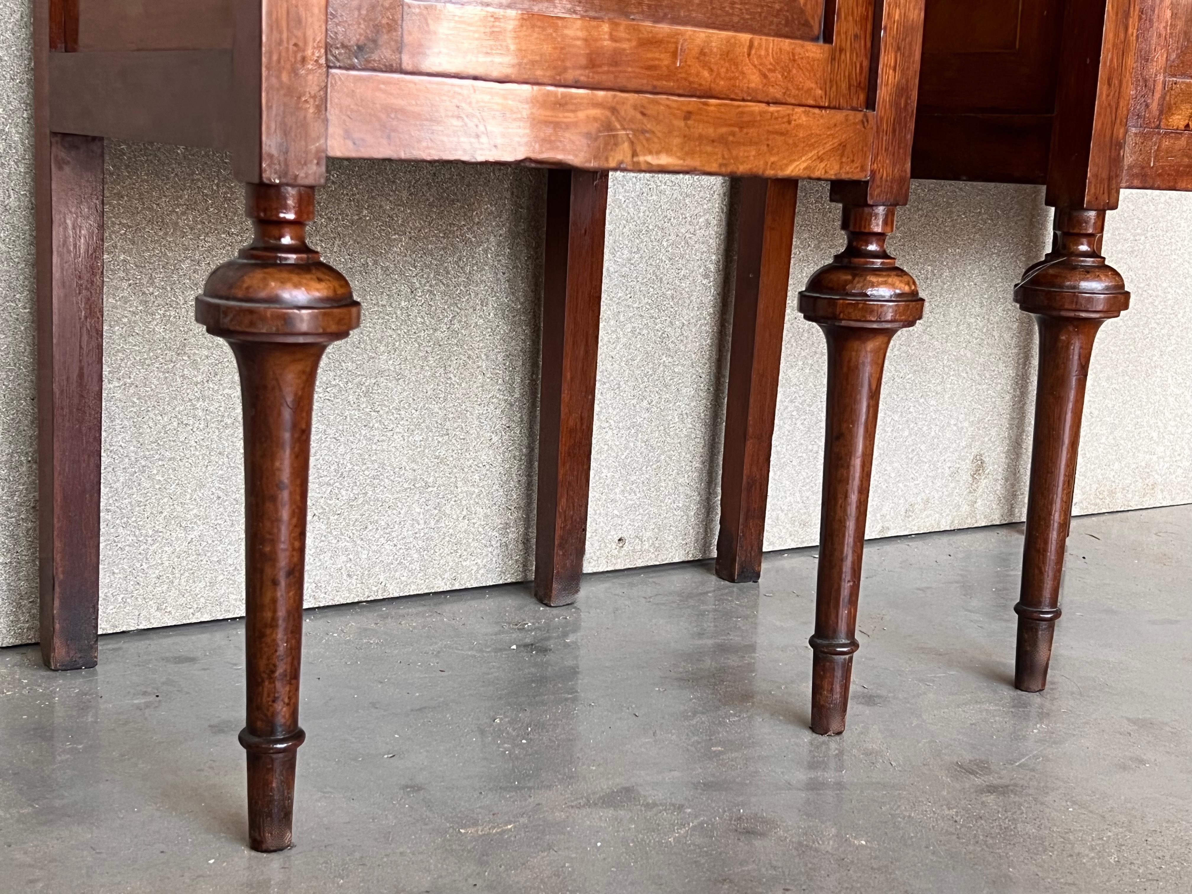 19th Louis XVI Style Pair of Marquetry Nightstands with Bronze Hardware 7