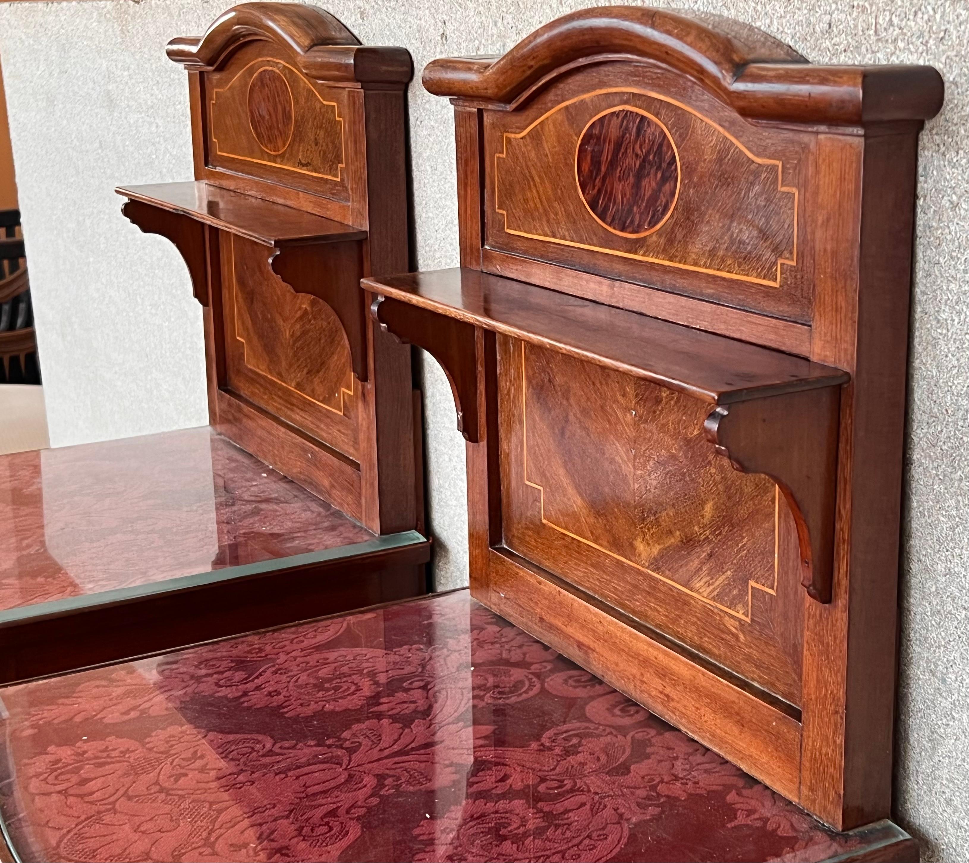 19th Louis XVI Style Pair of Marquetry Nightstands with Bronze Hardware 2