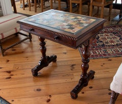 19th Mahogany and Palo Santo Table with Pietre Dure top