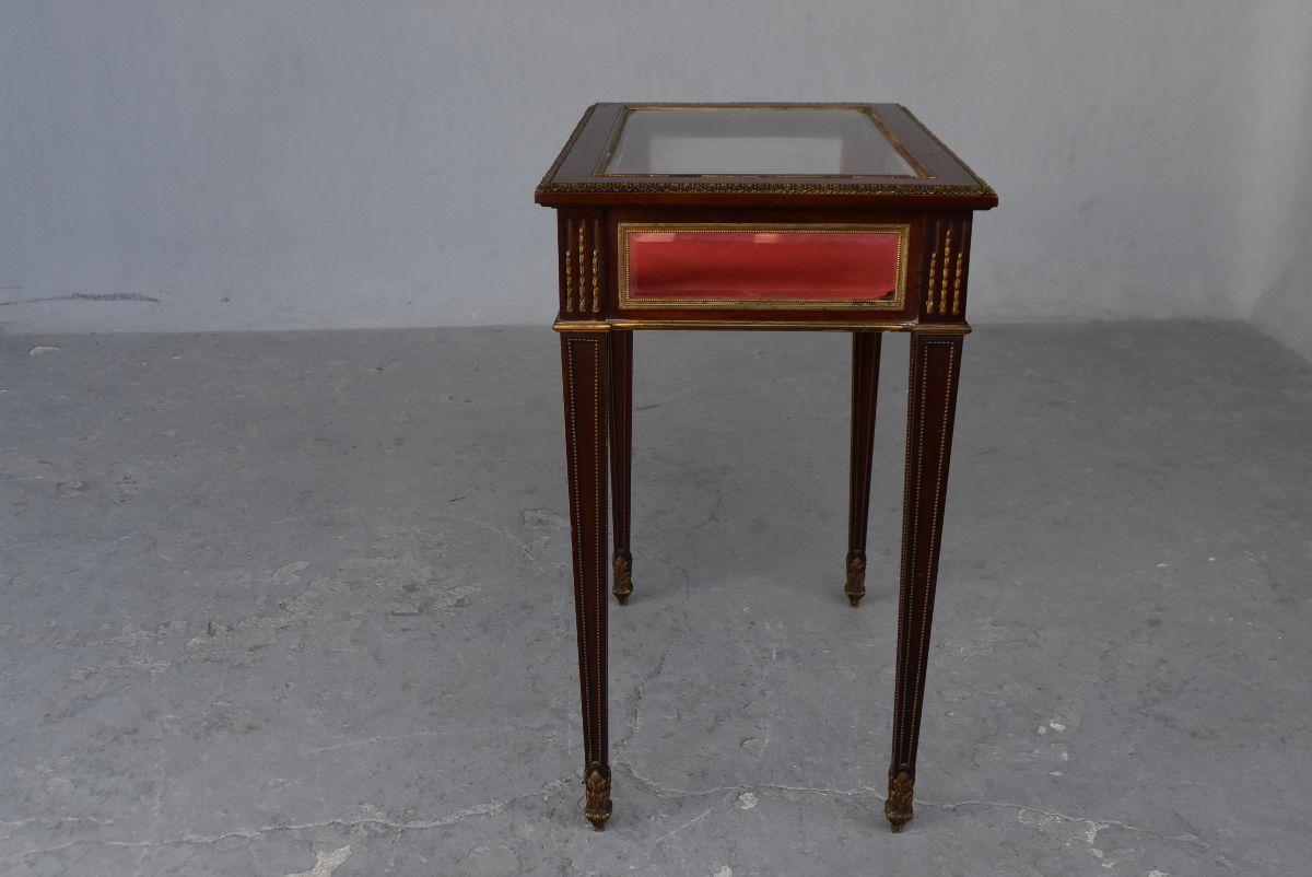 19th Mahogany Vitrine-Table in Louis XVI Style In Good Condition For Sale In Marseille, FR