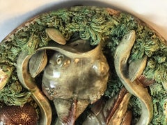 19th Majolica Palissy Fish and Eel Wall Platter Jose Alves Cunha