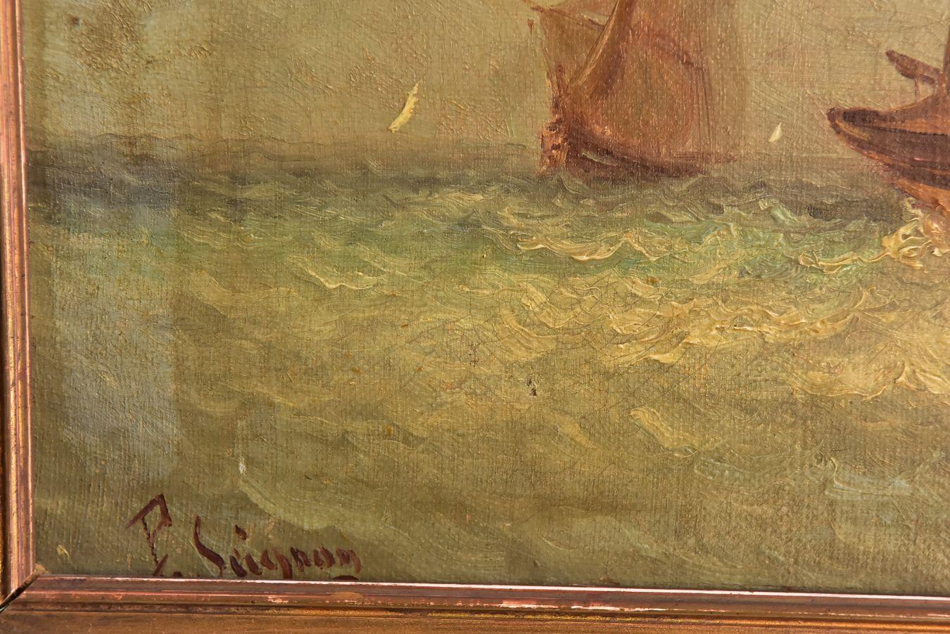 Français peinture à l'huile de la marine du 19ème siècle par Paul Seignon en vente