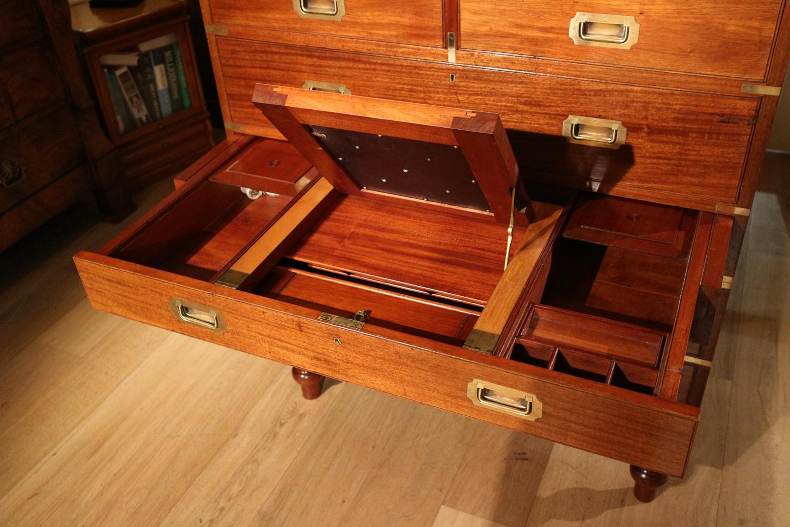 19th Military Chest with Secretaire Drawer 7