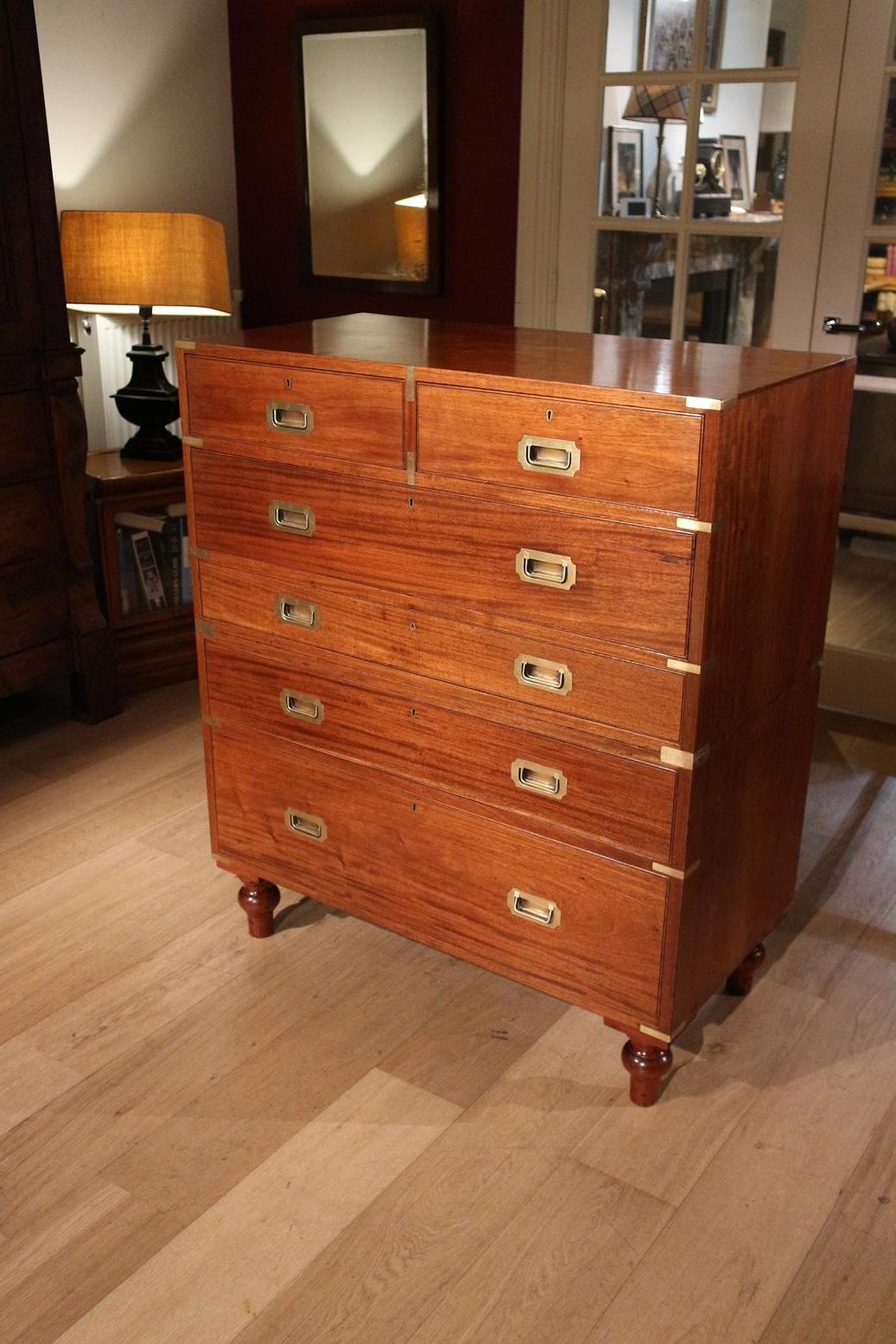 19th Military Chest with Secretaire Drawer In Good Condition In Eindhoven, NL