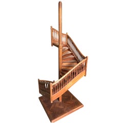 19th Century French Wood Miniature Antique Spiral Staircase Architectural Model