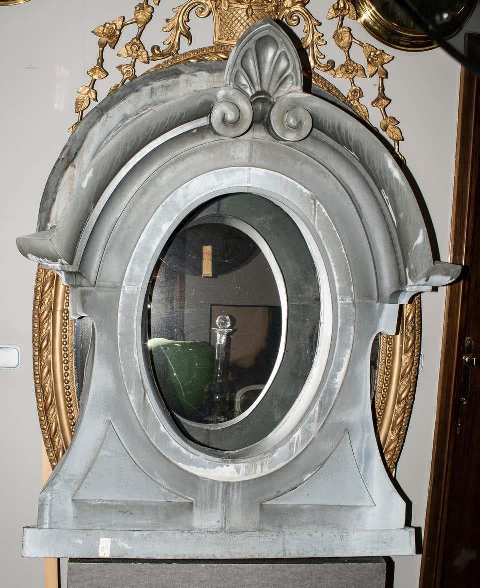 19th Mirror, Architecturalelement, Zinc, Grey Oeil De Boeuf or Mansard 10