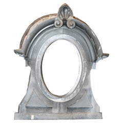 19th Mirror, Architecturalelement, Zinc, Grey Oeil De Boeuf or Mansard