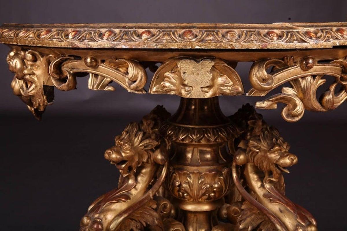 German 19th Napoleon III Salon Table Giltwood For Sale