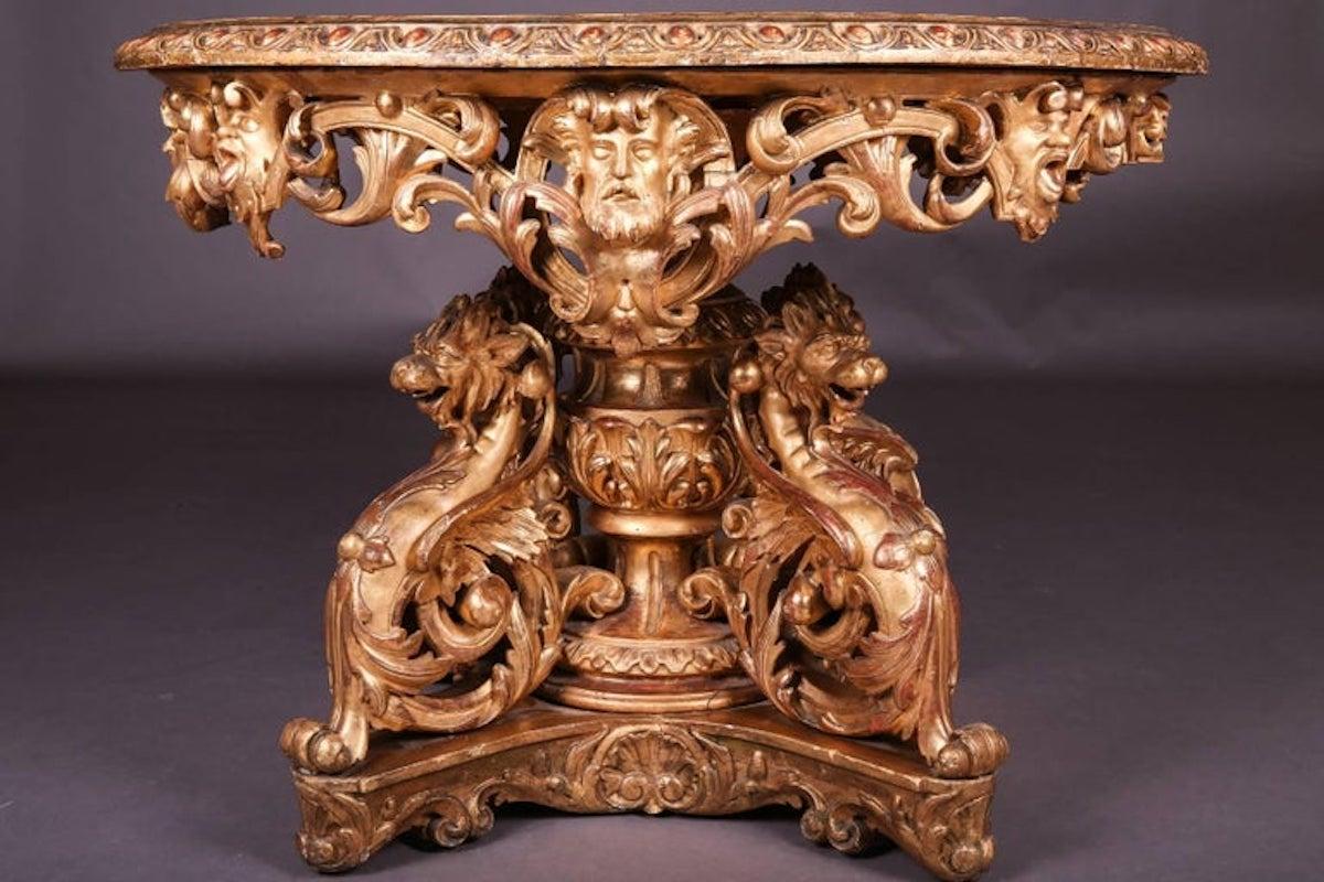 19th Century 19th Napoleon III Salon Table Giltwood For Sale
