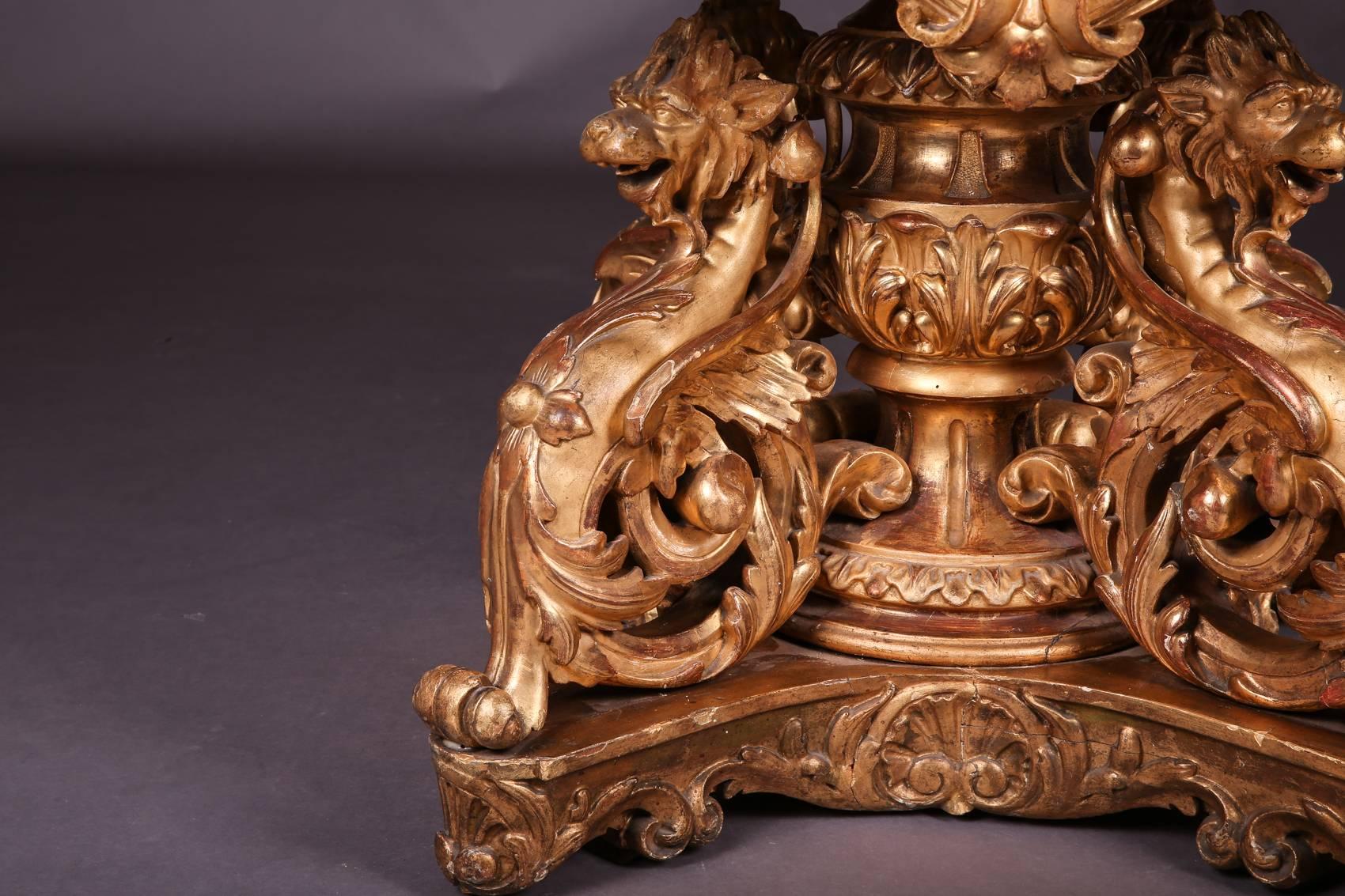 Gold Plate 19th Napoleon III Salon Table Giltwood For Sale