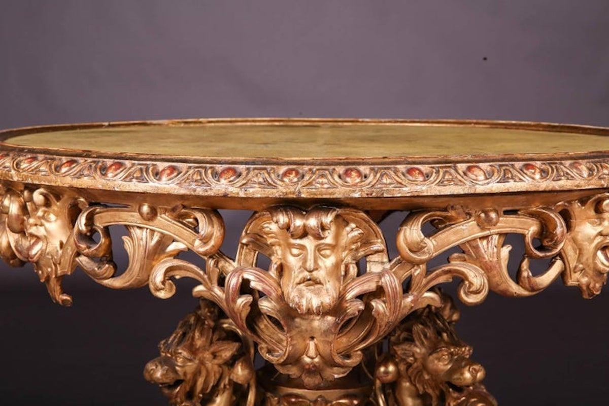 Gold Plate 19th Napoleon III Salon Table Giltwood For Sale