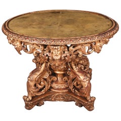 Used 19th Napoleon III Salon Table Giltwood