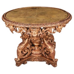 Antique 19th Napoleon III Salon Table Giltwood
