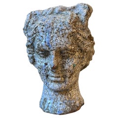 19th Neoclassical Century Glazed Terracotta Head of a Greek Deity